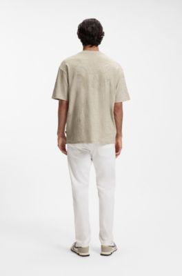 Floral-jacquard T-shirt in a cotton blend, Light Grey