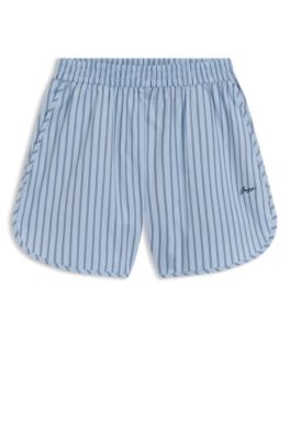 Vertical-stripe shorts in cotton poplin, Patterned