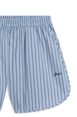 Vertical-stripe shorts in cotton poplin, Patterned