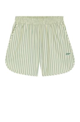 Vertical-stripe shorts in cotton poplin, Patterned