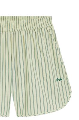 Vertical-stripe shorts in cotton poplin, Patterned