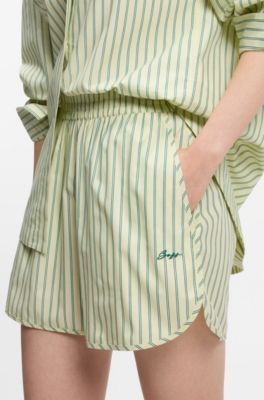 Vertical-stripe shorts in cotton poplin, Patterned