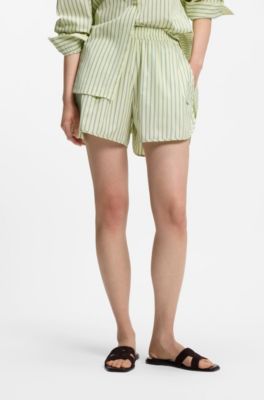 Vertical-stripe shorts in cotton poplin, Patterned