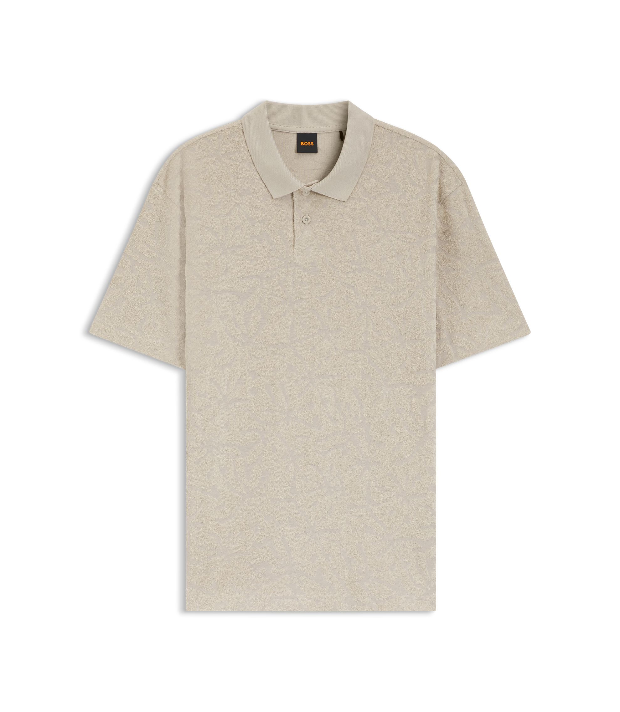 BOSS - Floral-jacquard polo shirt in a cotton blend - Light Grey