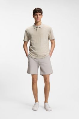 Floral-jacquard polo shirt in a cotton blend, Light Grey