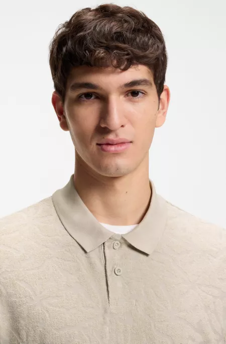 Floral-jacquard polo shirt in a cotton blend