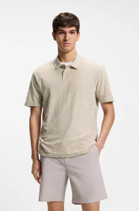 Floral-jacquard polo shirt in a cotton blend