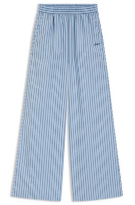 Cotton-poplin trousers with vertical stripe, Patterned
