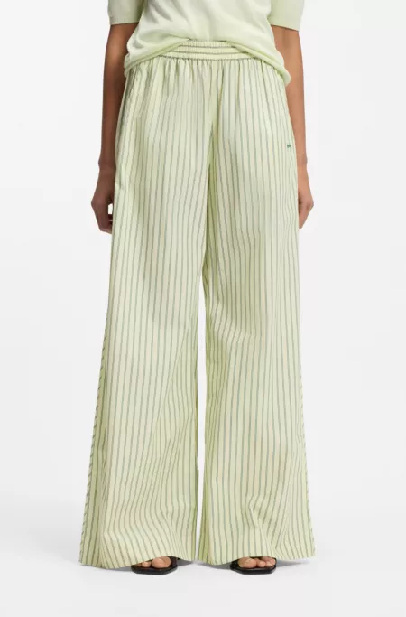 Cotton-poplin trousers with vertical stripe