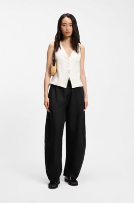 Balloon-leg trousers with elasticated waist, Black
