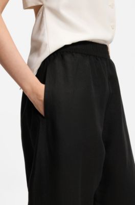 Balloon-leg trousers with elasticated waist, Black