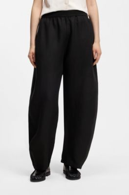 Balloon-leg trousers with elasticated waist, Black