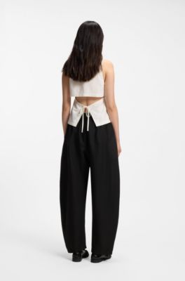 Balloon-leg trousers with elasticated waist, Black