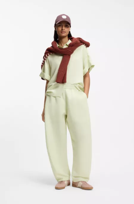 Balloon-leg trousers with elasticated waist