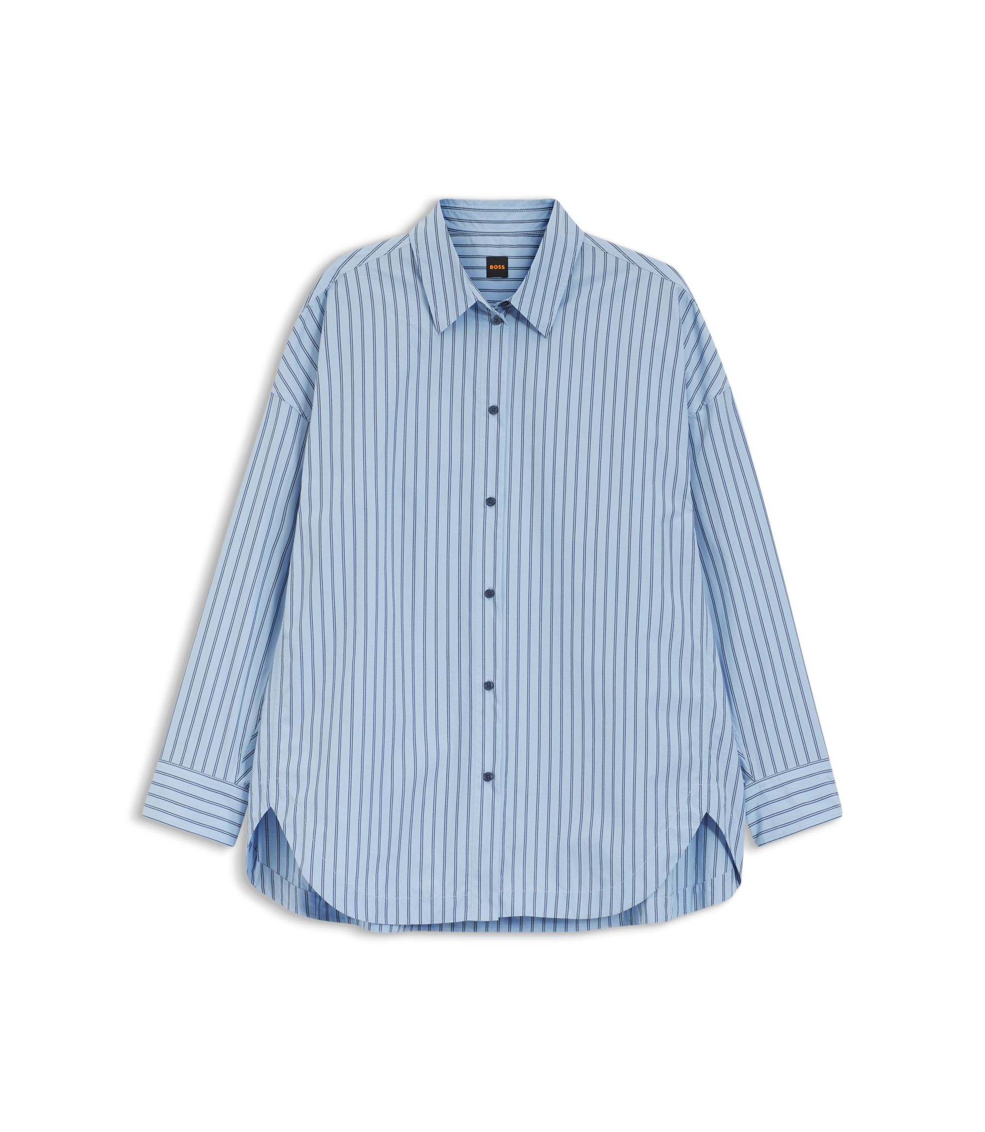 BOSS - Striped oversized-fit blouse in cotton poplin - Patterned