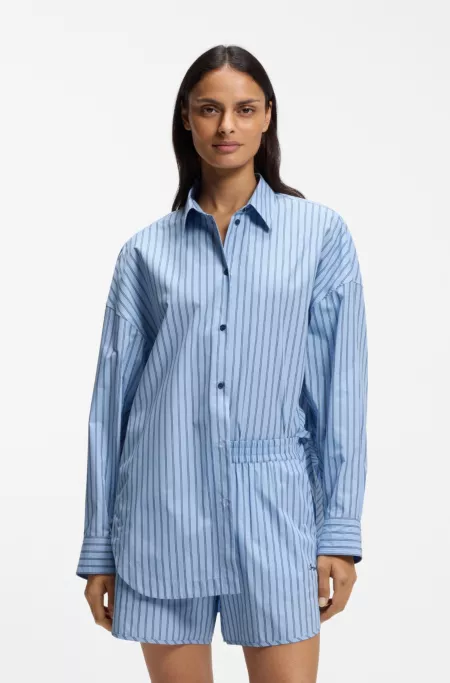 Striped oversized-fit blouse in cotton poplin