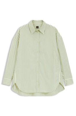Striped oversized-fit blouse in cotton poplin, Patterned