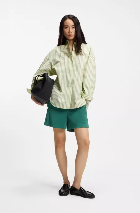 Striped oversized-fit blouse in cotton poplin