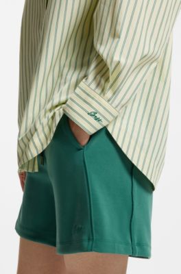 Striped oversized-fit blouse in cotton poplin, Patterned