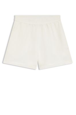 Shorts relaxed fit con logo bordado, Blanco