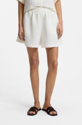 Shorts relaxed fit con logo bordado, Blanco