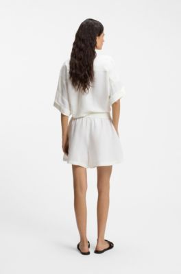 Relaxed-fit shorts with embroidered logo, White