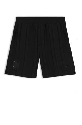 Cotton-jersey shorts with matte and lustrous stripes