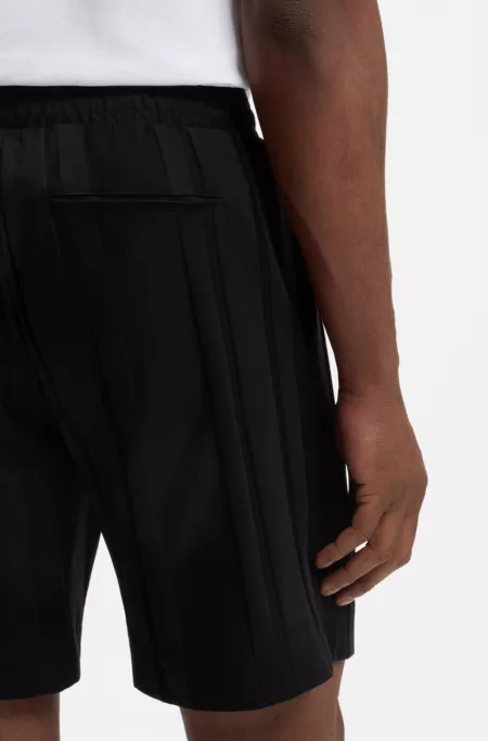 Cotton-jersey shorts with matte and lustrous stripes