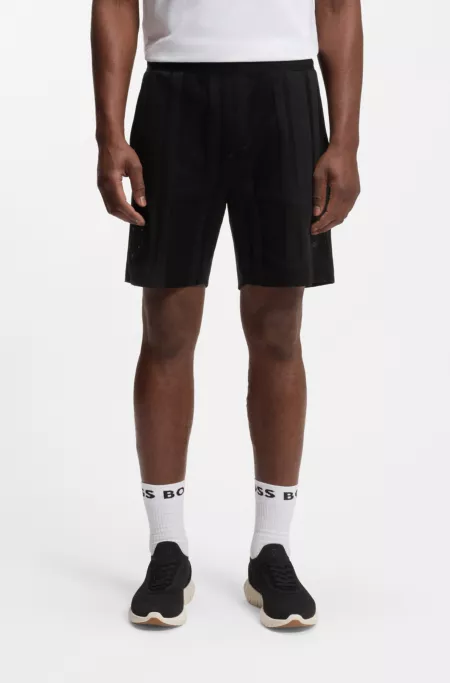 Cotton-jersey shorts with matte and lustrous stripes