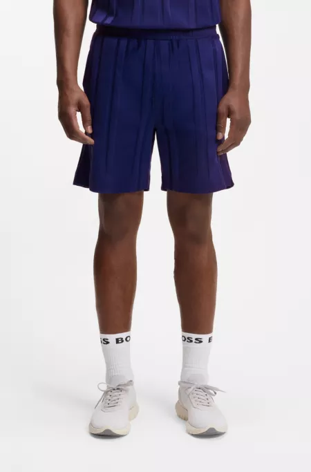 Cotton-jersey shorts with matte and lustrous stripes