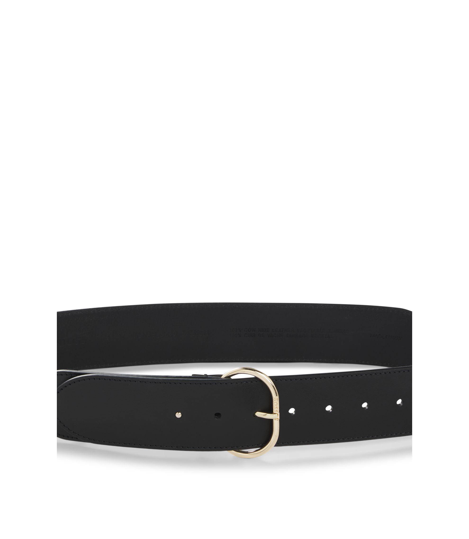 BOSS - Leather belt with gold-tone buckle - Black display picture 1