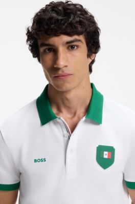 Polo Paddy avec finitions aux couleurs du drapeau national, Mexico White