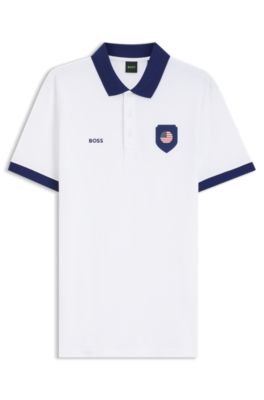 Polo Paddy con detalles de bandera, USA White