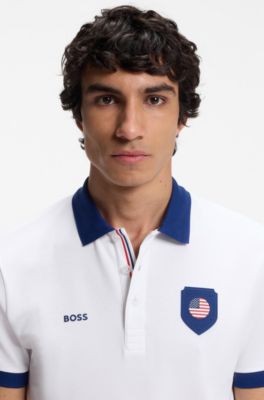 Paddy polo shirt with country flag, USA White