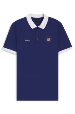 Polo Paddy con detalles de bandera, USA Blue