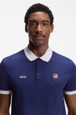 Paddy polo shirt with country flag, USA Blue