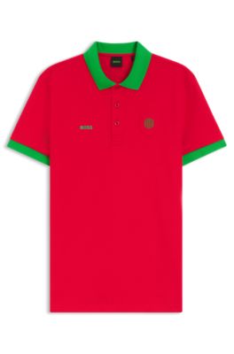 Paddy polo shirt with country flag, Light Red