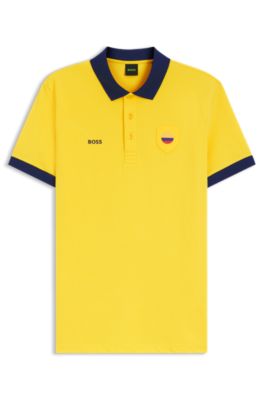 Polo Paddy avec finitions aux couleurs du drapeau national, Jaune clair