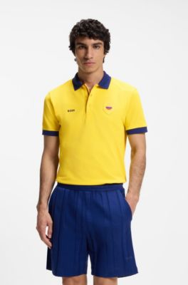Polo Paddy con detalles de bandera, Amarillo claro