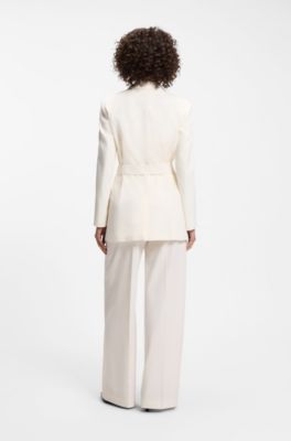 Blazer relaxed fit con cintur&oacute;n de anilla semicircular, Blanco