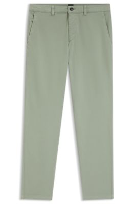 Chino coupe fusel&eacute;e en coton m&eacute;lang&eacute; structur&eacute;, Chaux