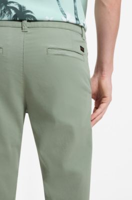 Chino coupe fusel&eacute;e en coton m&eacute;lang&eacute; structur&eacute;, Chaux