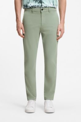 Chino coupe fusel&eacute;e en coton m&eacute;lang&eacute; structur&eacute;, Chaux