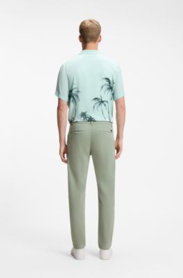 Chino coupe fusel&eacute;e en coton m&eacute;lang&eacute; structur&eacute;, Chaux