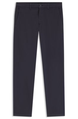 Chino coupe fusel&eacute;e en coton m&eacute;lang&eacute; structur&eacute;, Bleu fonc&eacute;