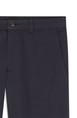 Tapered-fit chinos in a structured cotton, Dark Blue