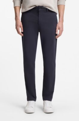 Chino coupe fusel&eacute;e en coton m&eacute;lang&eacute; structur&eacute;, Bleu fonc&eacute;