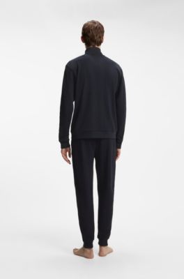 Veste en coton m&eacute;lang&eacute; &agrave; la structure gaufr&eacute;e, Bleu fonc&eacute;