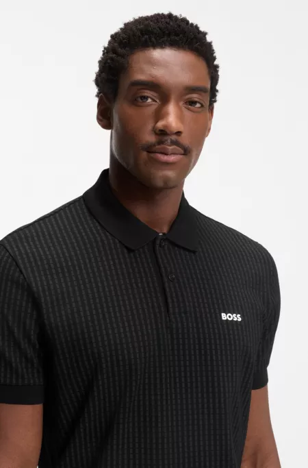 Cotton-piqué polo shirt with all-over print