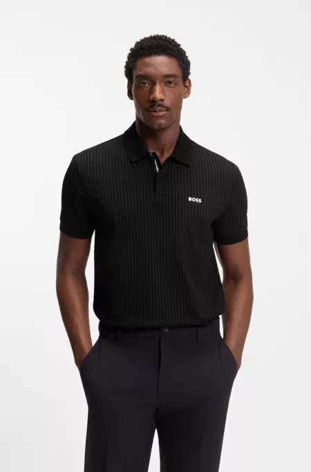 Cotton-piqué polo shirt with all-over print
